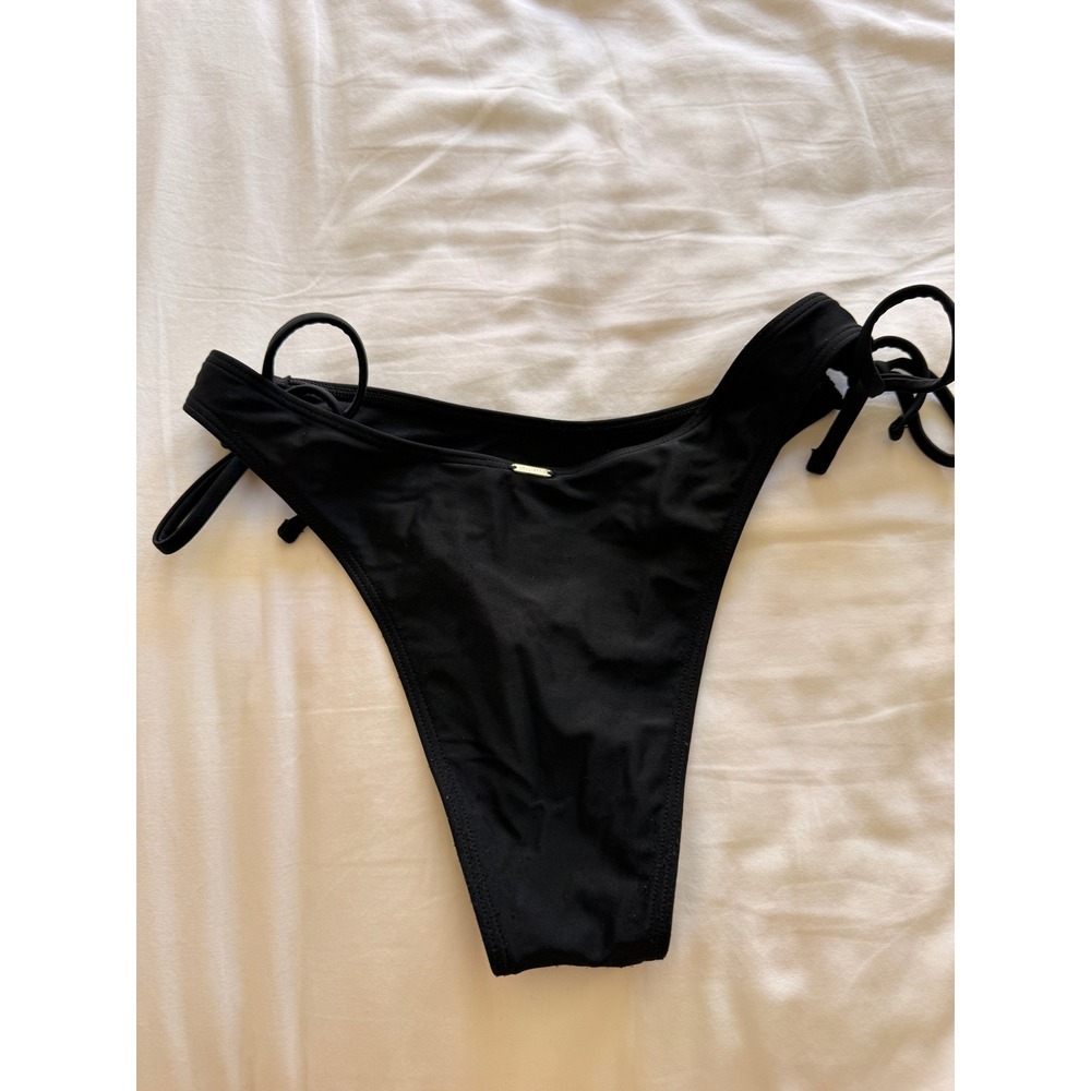 Hollister Black Side Tie Bikini Bottoms High Leg Swimwear Small - Picture 2 of 2